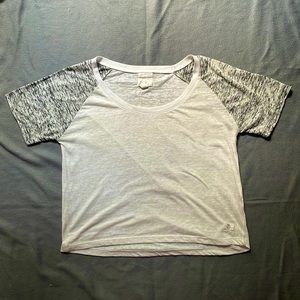 grey and white sheer tee